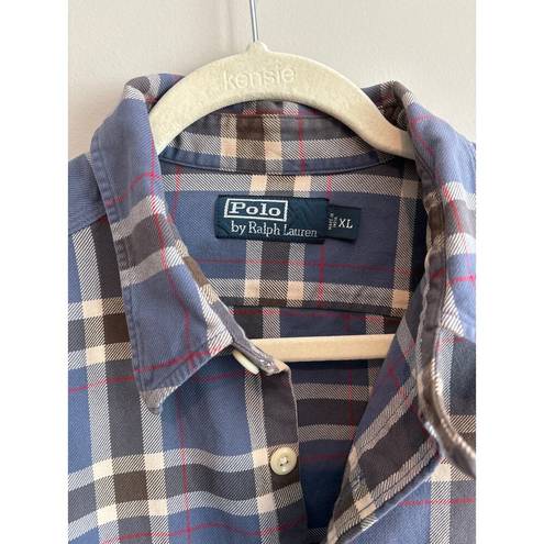 Polo  by Ralph Lauren Long Sleeve Plaid Button Down Size XL Blue