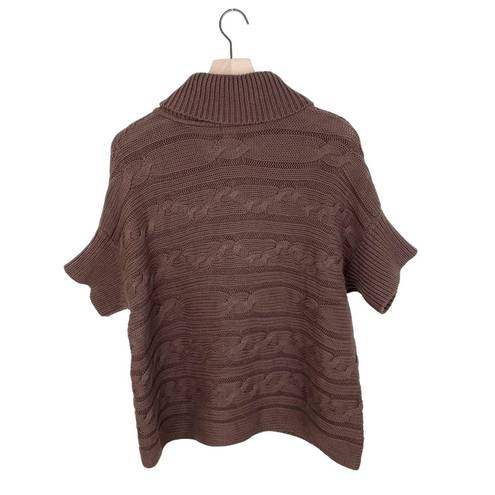 Talbots  Short Sleeve Cable Knit Shawl Collar Cardigan Sweater Brown Size 1X