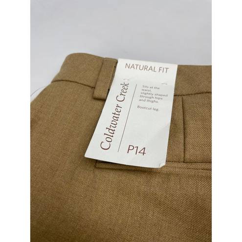 Coldwater Creek  Natural Fit Beige Pants NWT P14 Petite 14 NEW Bootcut Leg