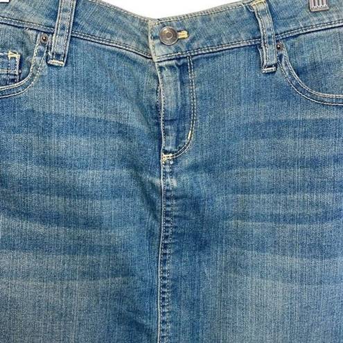 Krass&co G.H. Bass &  Womens Raw Cut Off Hem Pencil Denim Mini Skirt Blue Size 8