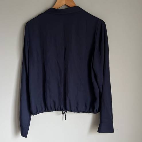 Vince  Button-Front Long-Sleeve Drawstring Crop Shirt