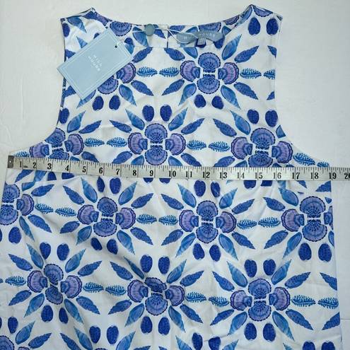 Hill House  New The Charlie Blue Shell Mosaic Cotton Mini Dress Small