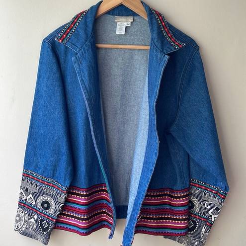 Coldwater Creek VINTAGE  Embroidered Tapestry Denim Shacket Jean Jacket Medium