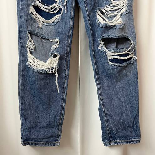 Cello High Waisted Ripped Blue Jeans Distressed Straight Leg Denim Jeans Size 5