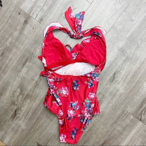 Modcloth  The Reese One-Piece Swimsuit Red Floral Size Small