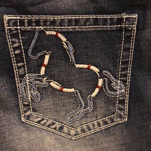 Flamingo  Mid Waist Bootcut Jeans Horse Embroidered Pockets. New with Tags