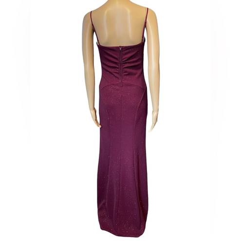 Emerald Sundae  Burgandy Sparkly Glitz Glam Luxury Formal Prom Dance Maxi Dress