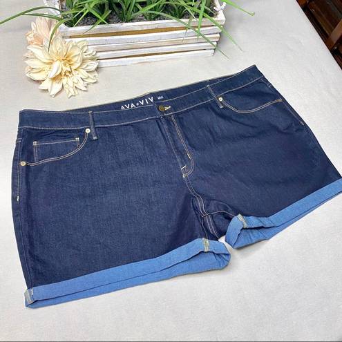 Ava & Viv  MIDI Jean Shorts Stretchy Dark Blue Plus Size 26