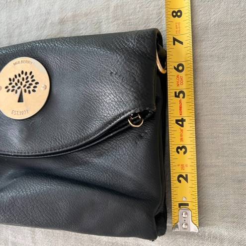 Mulberry  Black Genuine Leather Foldover Clutch Crossbody Bag