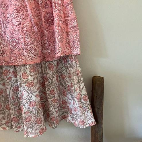 House of Harlow  Pink Paisley Floral Tiered Cotton High Waist Midi Skirt size XS