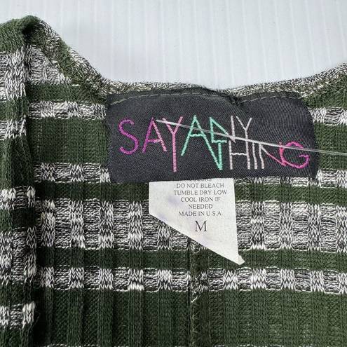 Say Anything  Green Stripe Cardigan Open Front Top Medium