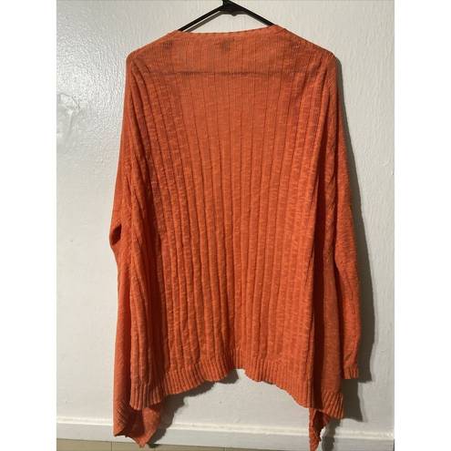 J.Jill  Cardigan Sweater Womens Large Orange Linen Blend Lagenlook Slouchy