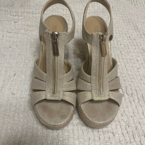 Michael Kors Michael  Berkeley Metallic Linen Wedge Size 7.5