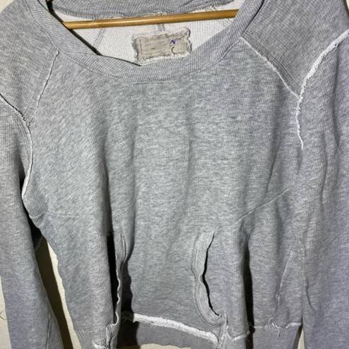 ALL SAINTS 100% Cotton Gray Distressed Sweatshirt‎ W/ Pocket ( 10 )