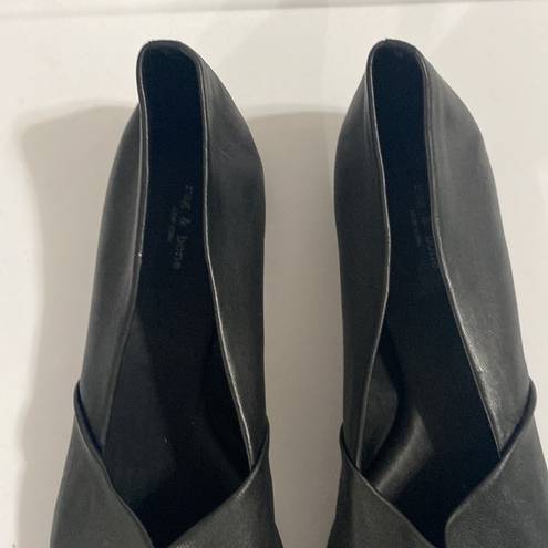 Rag and Bone  Ellory black sheepskin crossover square toe memory foam flats size 38