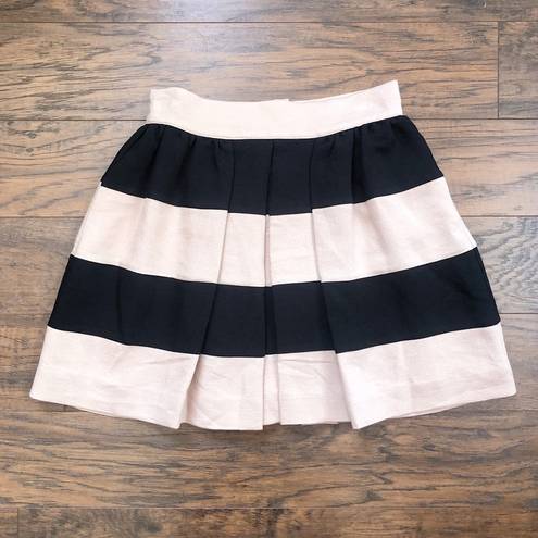 BCBGeneration  • Pleated Mini Skirt tan black stripe Dark Buff pockets full