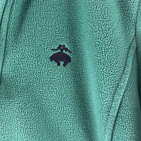 Brooks Brothers  346 Womens Fleece 1/4 Zip Pullover Teal Navy Embroidered Logo