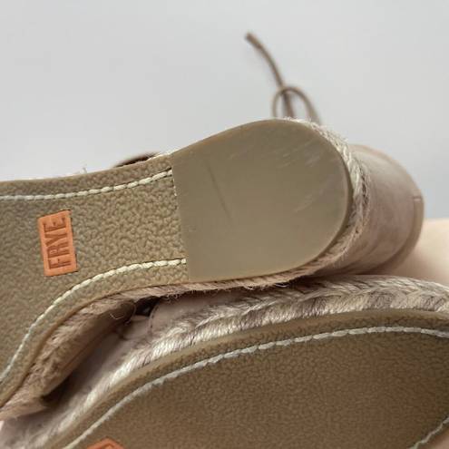 Frye Roberta Ghillie Sandals 7M Beige Strappy Wedge Heel Rope Detail Shoes