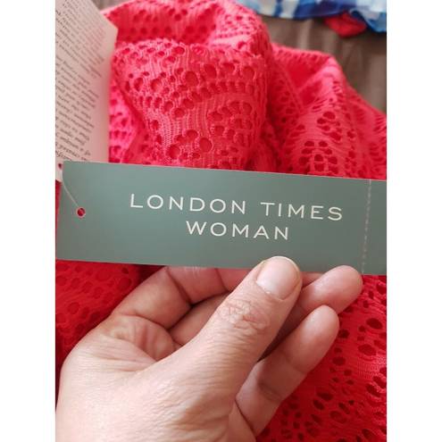 London Times  Womens Dress Size Plus Size 16 W Crochet Knit Fringed Bohemian Boho