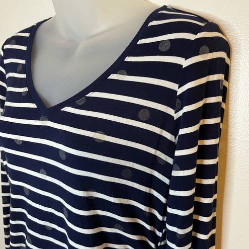 Motherhood Maternity  Navy and White Striped Long Sleeve V-Neck Tee Size Small