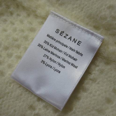 Sézane NWT Sezane Firmin in Ecru Mohair Fancy Knit Open Cardigan Sweater M