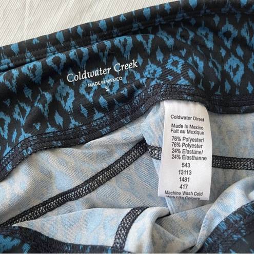 Coldwater Creek  Black and Blue Ikat Print High Rise Straight Leg Athletic Pants