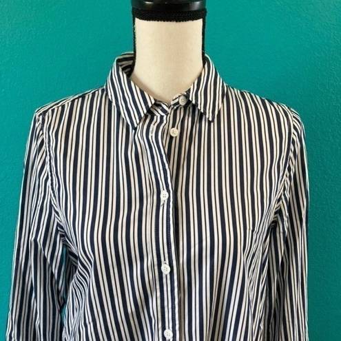 Equipment  femme blue and white striped button up shirt dress in size small