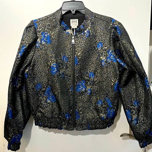 Haute Hippie  Ruth Metallic Floral Brocade Bomber Jacket - size XL