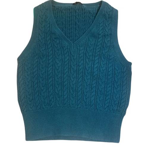 Talbots Teal Sweater Cable Knit Vest Medium