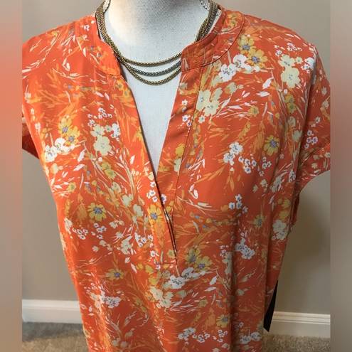 Cynthia Steffe NWT  Women Cap Sleeve Orange, Floral blouse