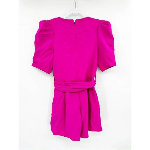 Black Halo  Maricopa Vibrant Pink Puff Sleeve Belted Mini Dress Size 4