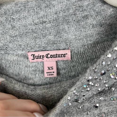 Juicy Couture  Gray Rhinestone Detail Mock Neck Sweater Size XS