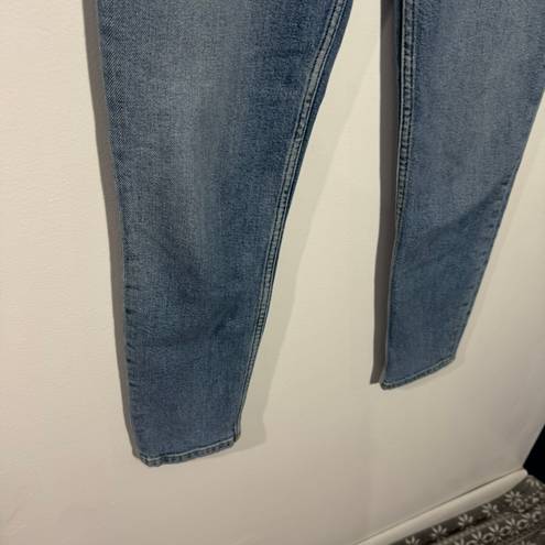 RE/DONE New  90s High-Rise Ankle Crop Jeans In Mid 90s Wash Button Fly Size 25