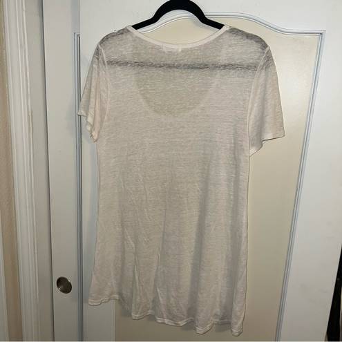 CP Shades  100% Linen Burnout Swoop Neck T-Shirt Cover Up