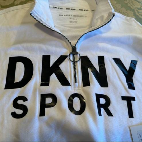 DKNY  Womens Quarter Zip Logo Dress M NWT White with Black