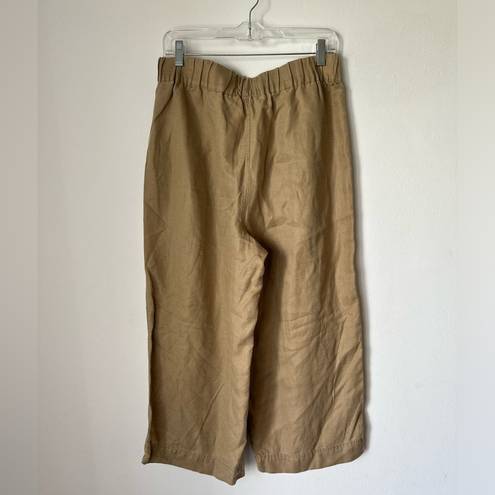 Madewell  Linen-Blend Huston Pull-On Crop Pants Tan Size M Flowy Beach Popover