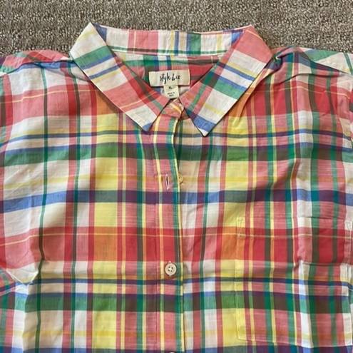 Style & Co NWT-  Plaid Button Down Long Sleeve Shirt