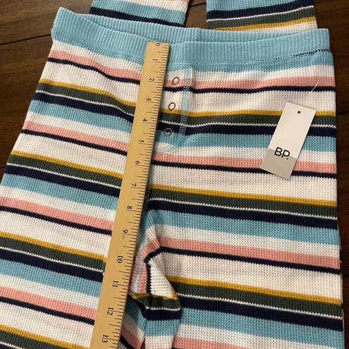 BP NWT . Multicolor Stripe Elastic Waist Tapered Ribbed Knit Leggings Pants Small