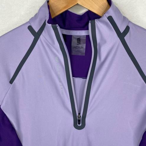 Second Skin Women's  Long Sleeve 1/2 Zip Purple Athletic Training Pullover-Medium