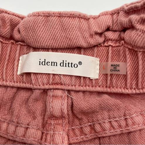 idem Ditto  Jean Shorts Paper Bag Cotton Women Size Large Brownish Pink Denim