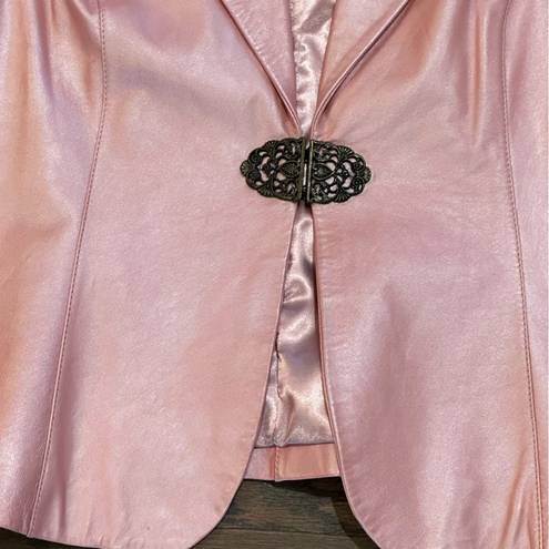 Bianco Nygard Pink Shimmer Leather Blazer Size 16