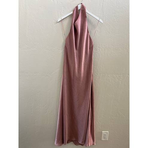 Vince NEW $495  Open back Satin Halterneck Maxi Dress in Baby Pink