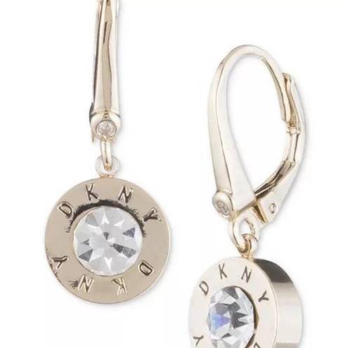 DKNY Crystal Logo Drop Earrings in gold