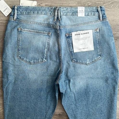 Good American NWT  Good Classic Jeans High Rise Distressed Indigo046 US 14/28"Ins