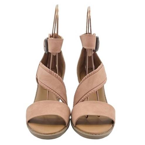 Dolcetta  Delia Blush Pink Faux Suede Strappy Ankle Wrap Wedge Women’s Size 6