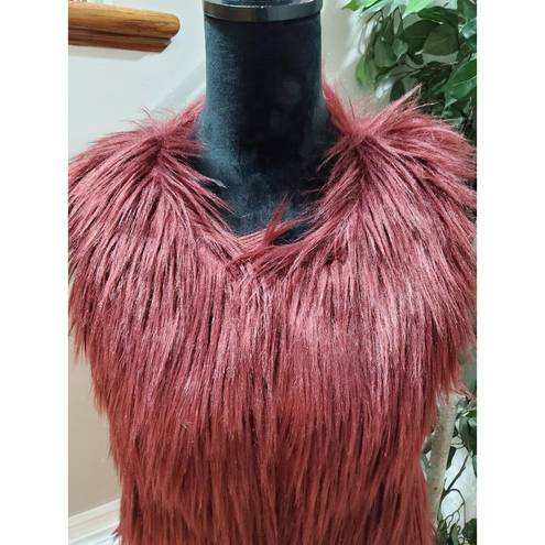 Romeo + Juliet Couture Romeo & Juliet Women Pink 100% Acrylic Couture Plum Faux Fur Vest Jacket Size L