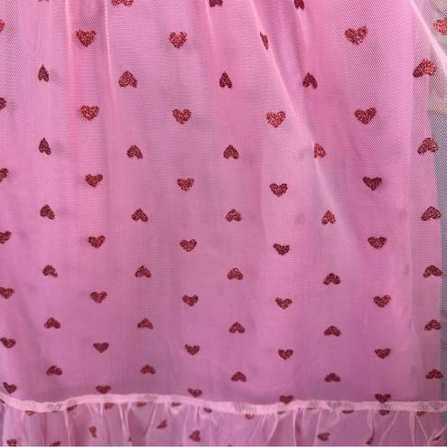 Betsey Johnson  Valentines Metallica Heart Print Mesh Midi
Dress NWT