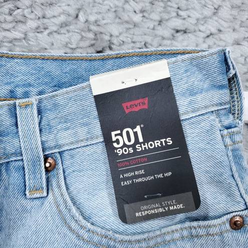 Levi’s Levi's Premium 501 90s Jean Shorts Light Wash Indigo Blue Raw Hem Size 26