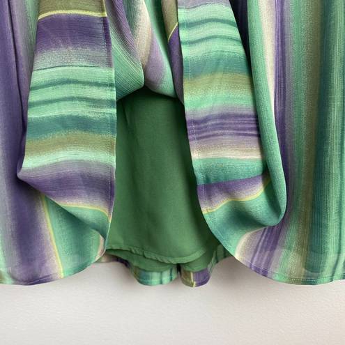 Coldwater Creek Coldwater‎ Creek Midi Skirt M Striped Pintuck Multicolor Green Purple Retro New