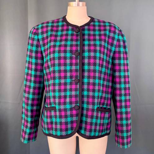 Pendleton Vintage 80s  Houndstooth Wool Jacket